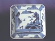 Photo1: Square plate with design of landscapes, Old Imari porcelain (1)