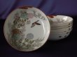 Photo1: Set of five small bowl with design of orchid, bamboo, plum and chrysanthemum, Kutani porcelain (1)