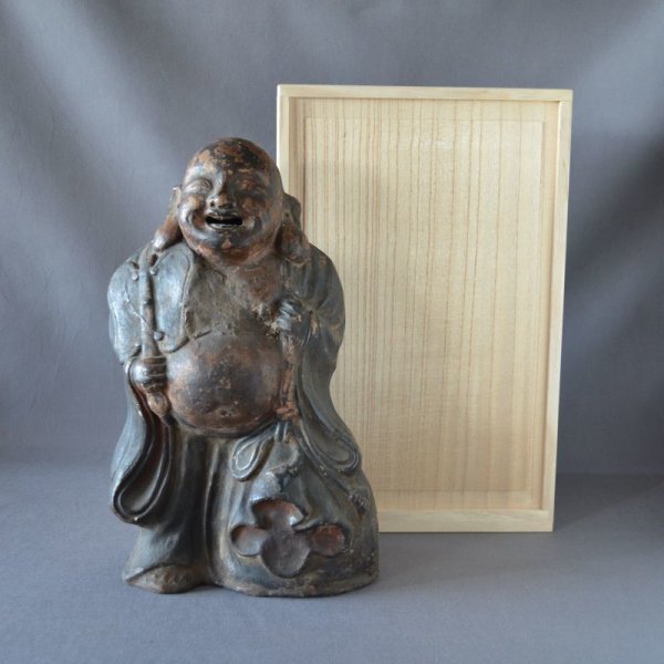 Photo1: Dry lacquer standing statue of Hotei (Maitreya) (1)
