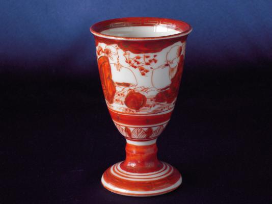 Goblet with design of three wise men, Kutani porcelain